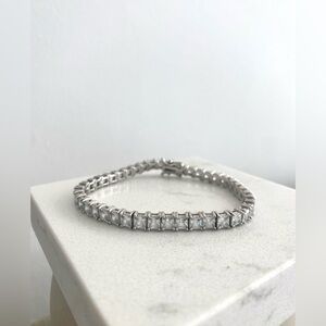 Princess Cut Statement Tennis Bracelet Approx. 19cm Long with Box Clasp Closure